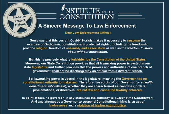 A Letter To Law Enforcement - Postcard Handouts