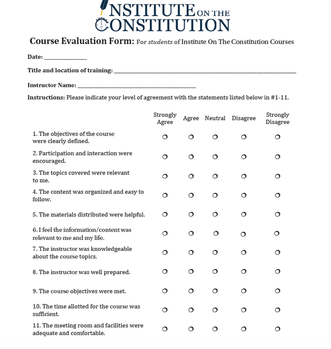 Course Evaluation Form