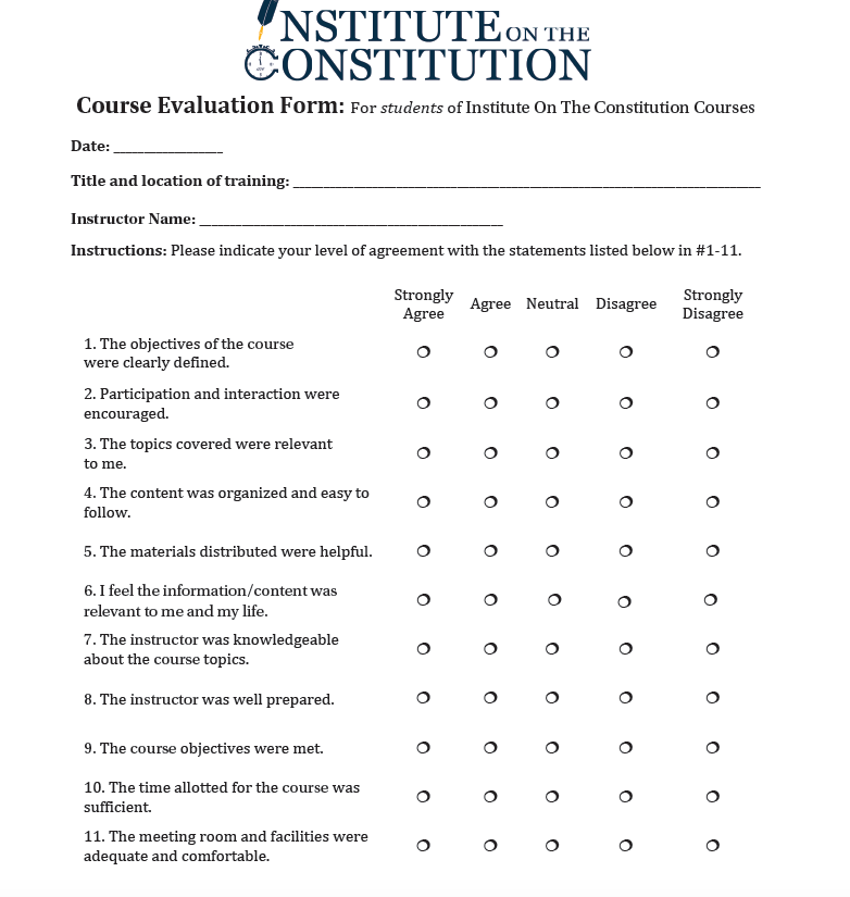 Course Evaluation Form